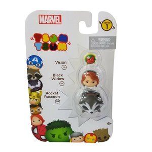 Marvel Tsum Tsum 3 Pack Series 1 Vision Black Widow Rocket Raccoon Figures New